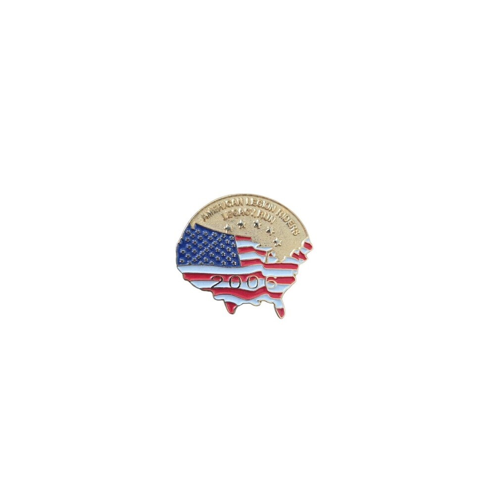 2006 American Legion Riders Legacy Run USA Flag Map Lapel Hat Pin
